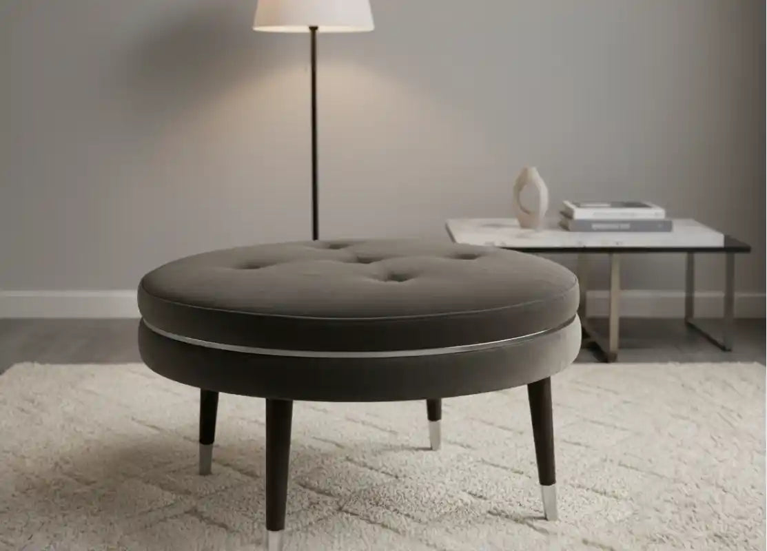 Chimes - Gloster Black Velvet Footstool