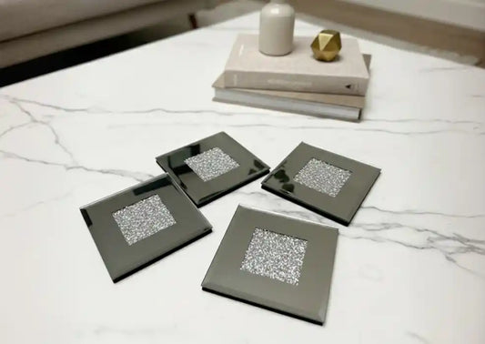 Chimes - Set of 4 Diamanté mirrored coasters