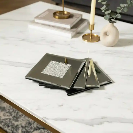 Chimes - Set of 4 Diamanté mirrored coasters