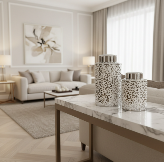 Small Silver Leopard Print Jar