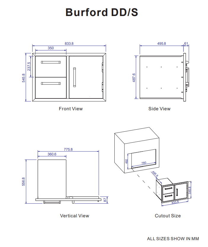 Whistler Grills - Burford Built-In Double Drawers and Door Unit