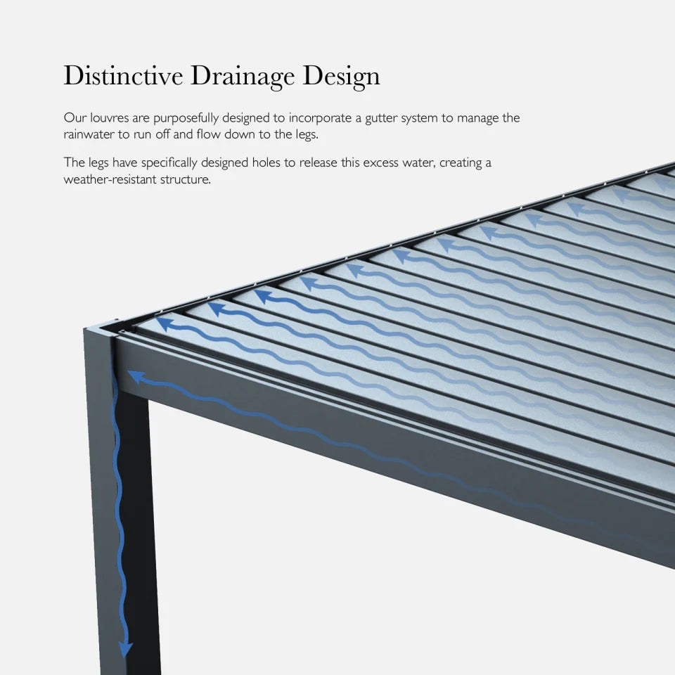 Nova - Titan Aluminium Pergola - 6m x 3.6m Rectangular - Pebble