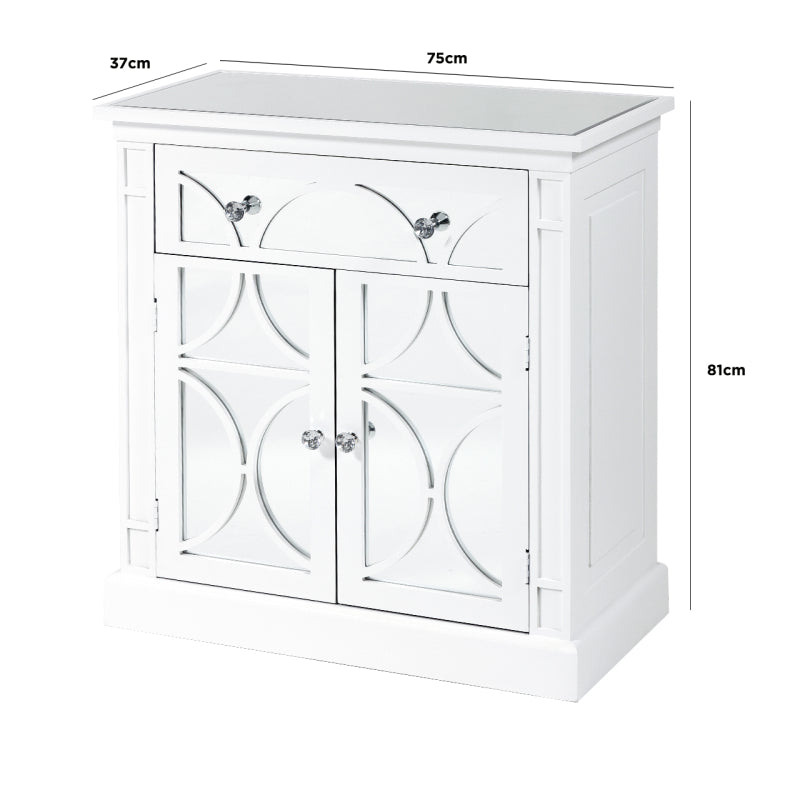 Remi White Wood 2 Door and 1 Drawer Sideboard