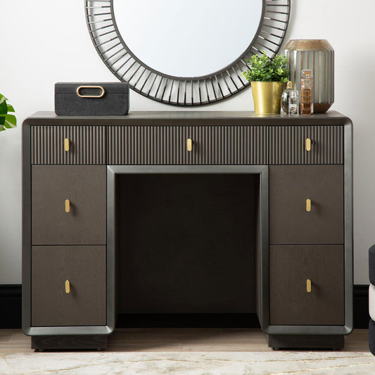 Alohi Smoke Grey Elm 7 Drawer Dressing Table