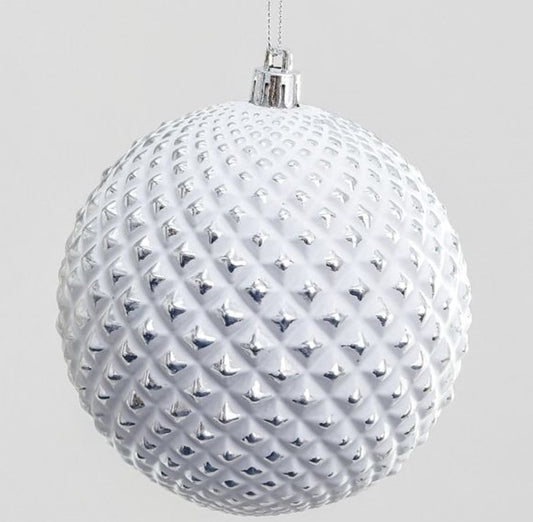 10CM Plastic pattern ball white & silver