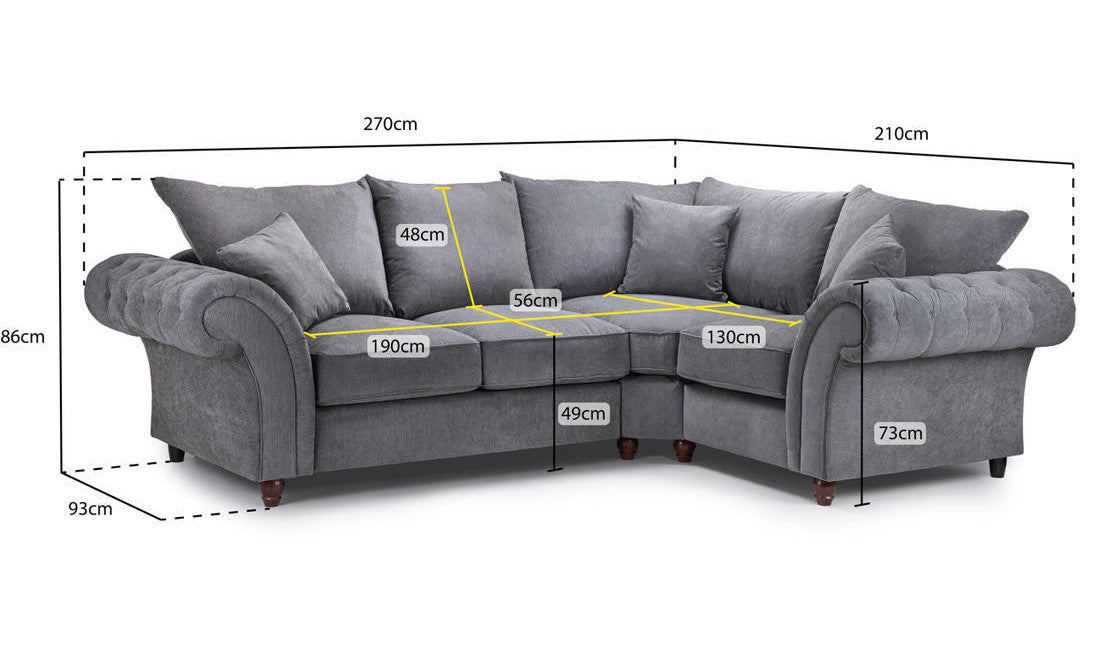 Chimes - Belvedere Right Hand Corner Sofa - Charcoal Grey