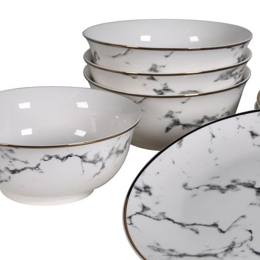 12 Piece Marble Effect Dinner Set