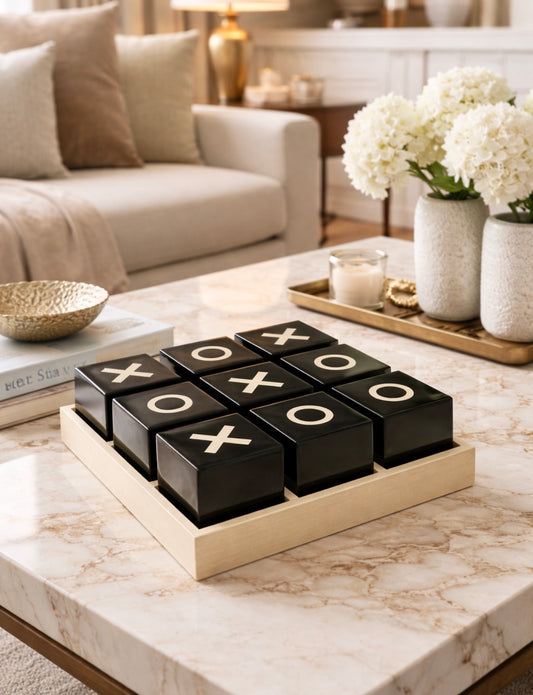 Beckford Games Small Black and Cream Noughts & Crosses Game