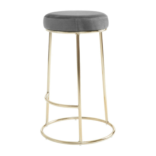 Chimes - Aurora Grey Velvet Bar Stool