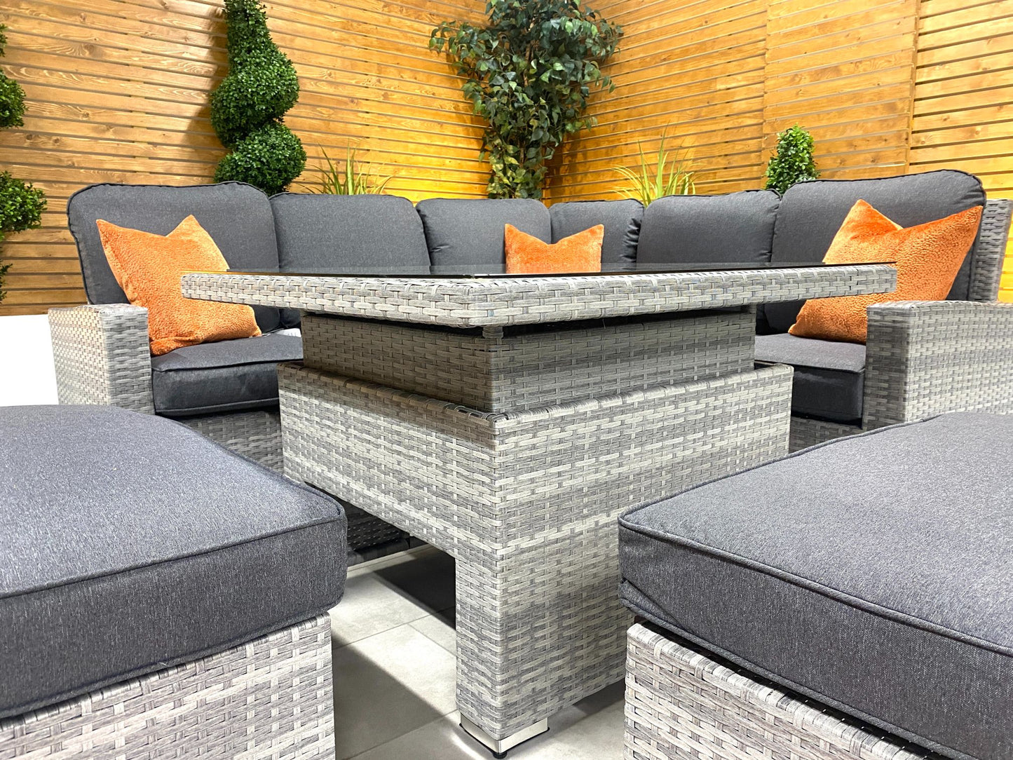 Chimes - Stone Grey Milan Compact Corner Dining Set with Rising Table