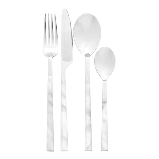 Chimes - 16pc White Marble Effect Cutlery Set