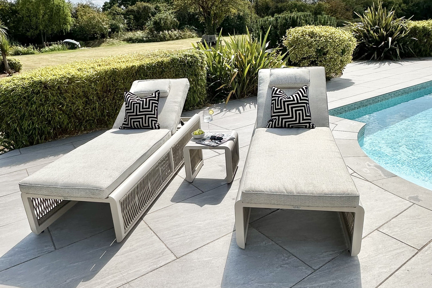 Chimes - Portofino Sun Lounger Set With Coffee Table - Cream