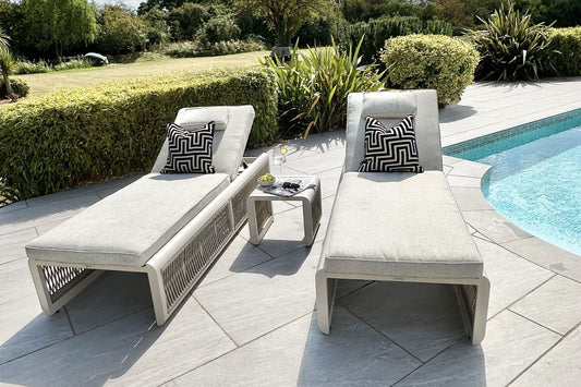 Chimes - Portofino Sun Lounger Set With Coffee Table - Cream