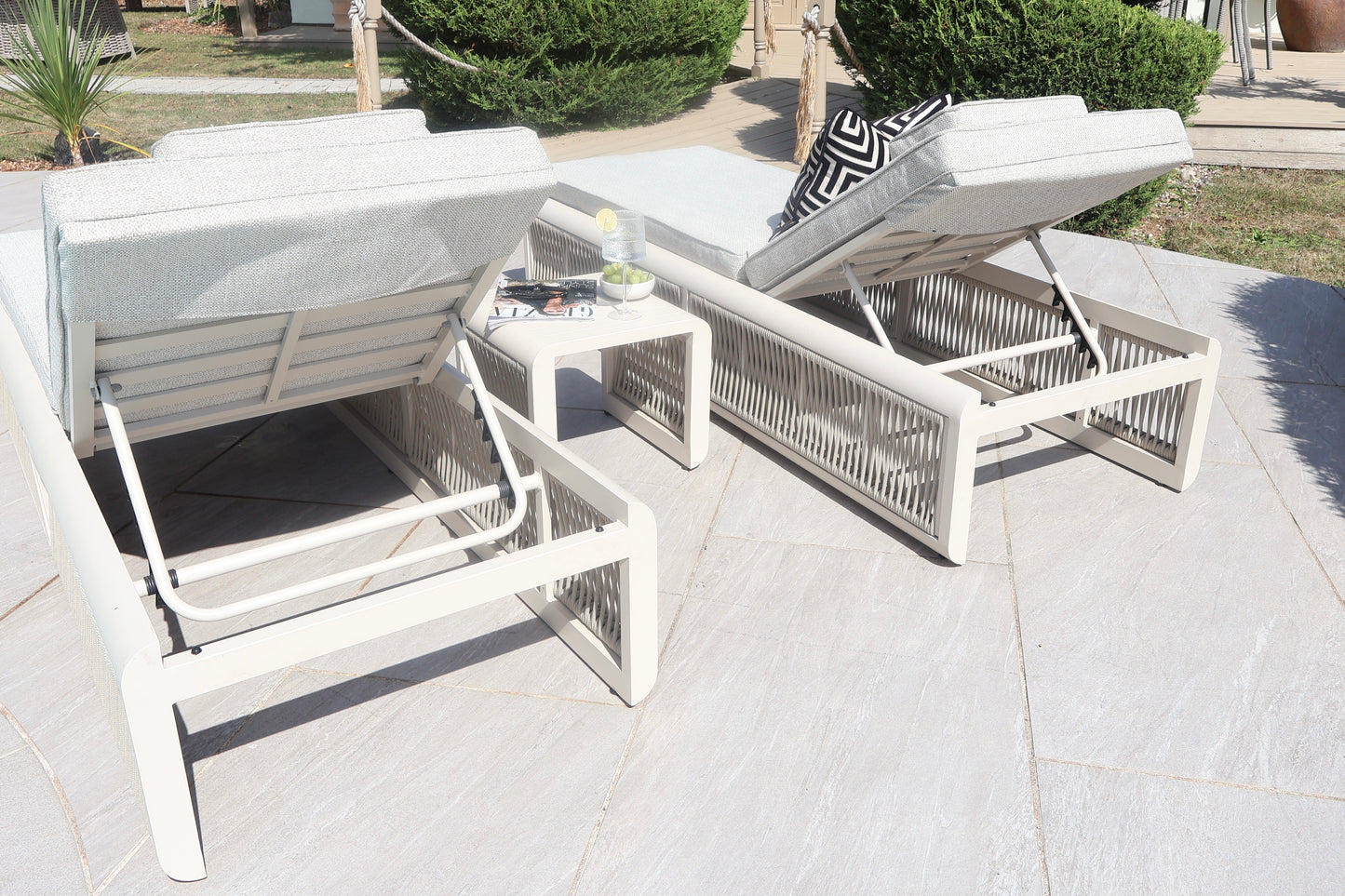 Chimes - Portofino Sun Lounger Set With Coffee Table - Cream