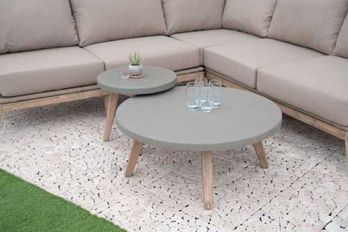Nova - Summer Corner Sofa Set with Round Coffee Table & Side Table - Beige - LOW STOCK