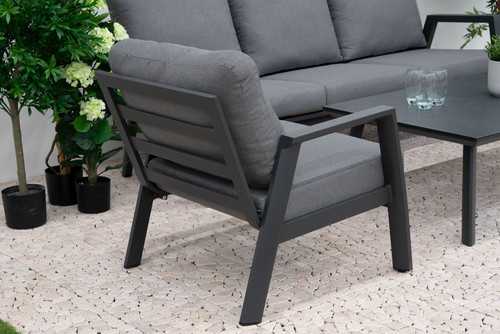 Nova - Phoenix 3 Seater Sofa Dining Set with Rectangular Rising Table - Grey