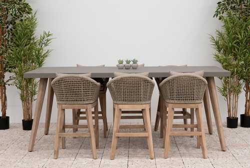 Nova - Summer 8 Seat Rectangular High Dining Set - Beige