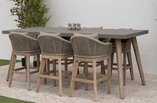 Nova - Summer 8 Seat Rectangular High Dining Set - Beige