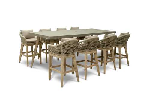 Nova - Summer 8 Seat Rectangular High Dining Set - Beige