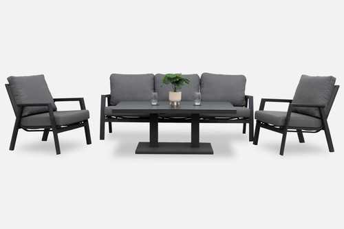 Nova - Zara 3 Seater Sofa Dining Set with Rectangular Rising Table - Grey