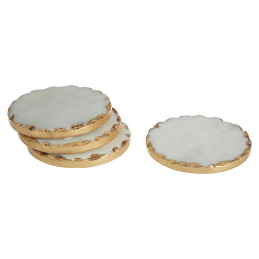 Chimes - Set Of 4 Round White Marble Coasters