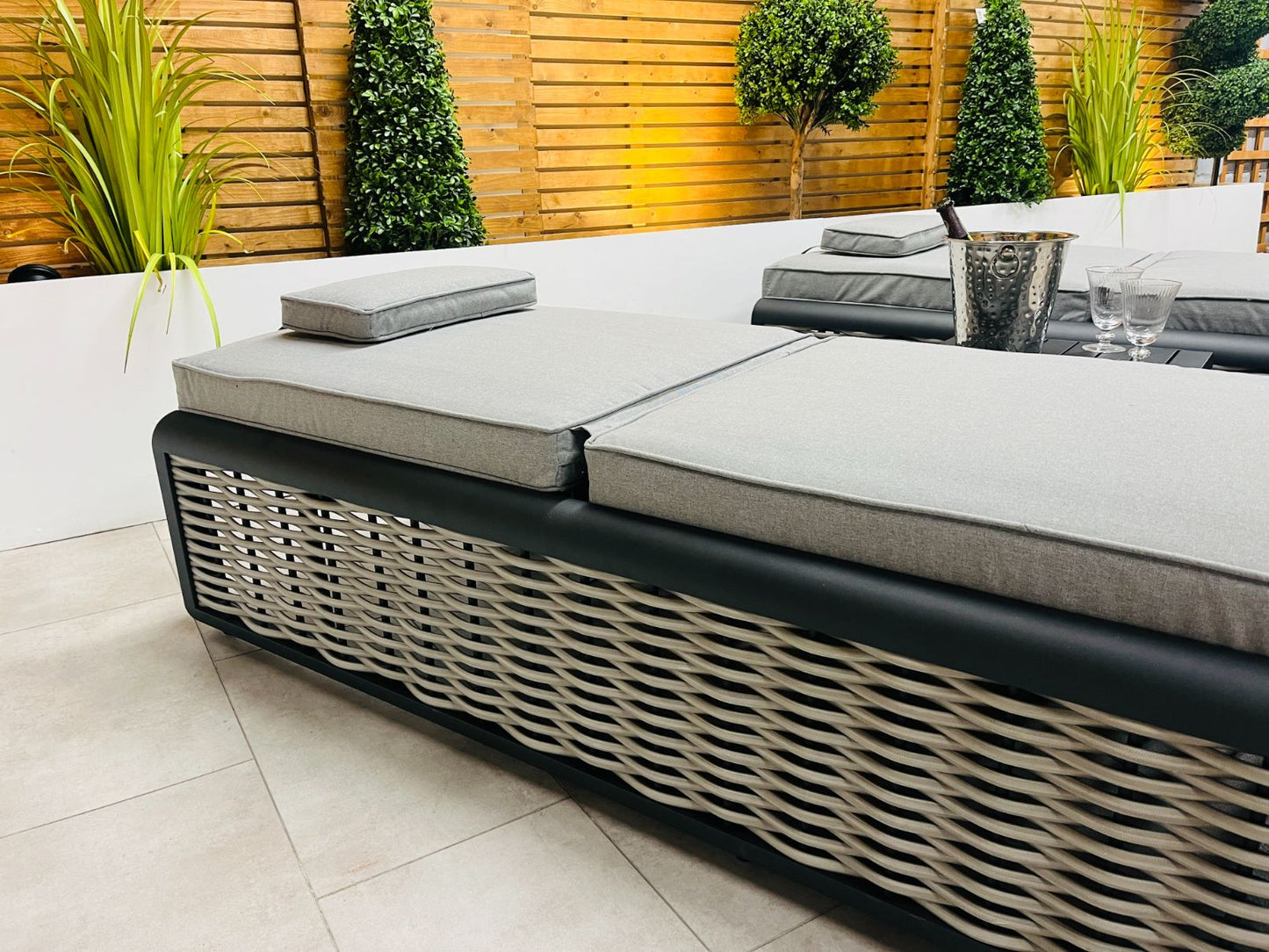 Chimes - Monaco Aluminium Sun Lounger Set with Coffee Table - Rope Weave