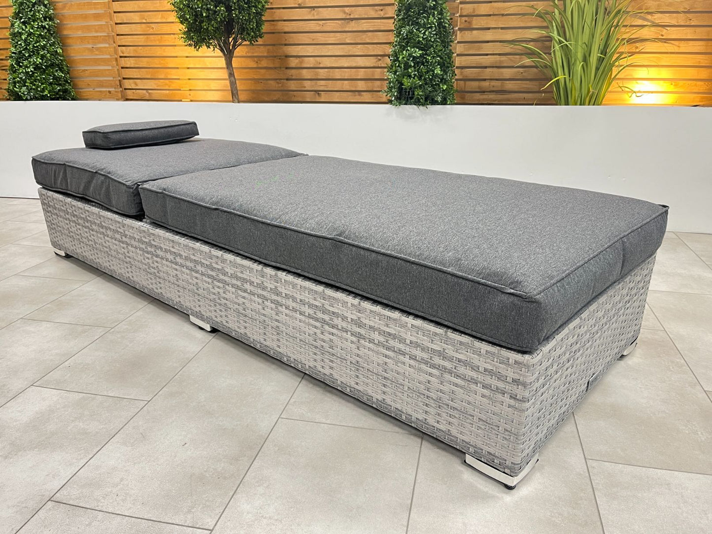 Chimes - Stone Grey Naples Sun Lounger Set With Coffee Table