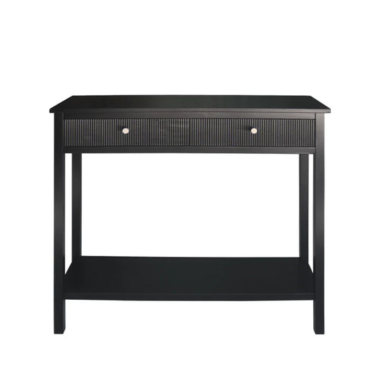 Lianna Black Wood 2 Drawer Console Table