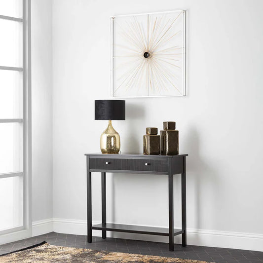 Lianna Black Wood 2 Drawer Console Table