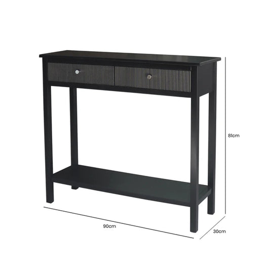 Lianna Black Wood 2 Drawer Console Table