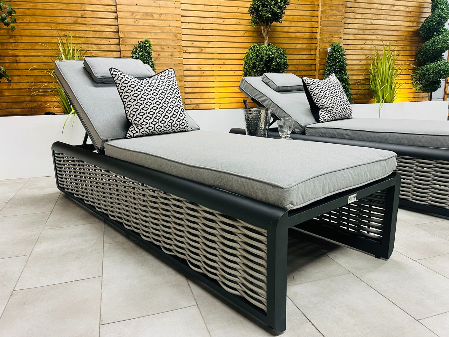 Chimes - Monaco Aluminium Sun Lounger Set with Coffee Table - Rope Weave