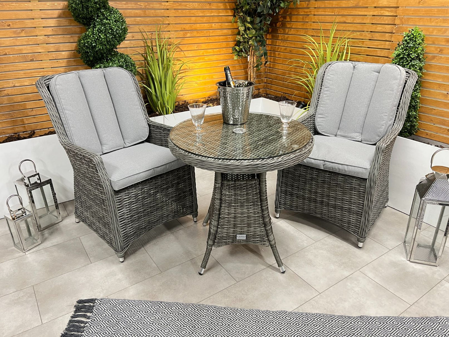 Chimes - Prestige Grey Madrid 2 Seat Bistro Set