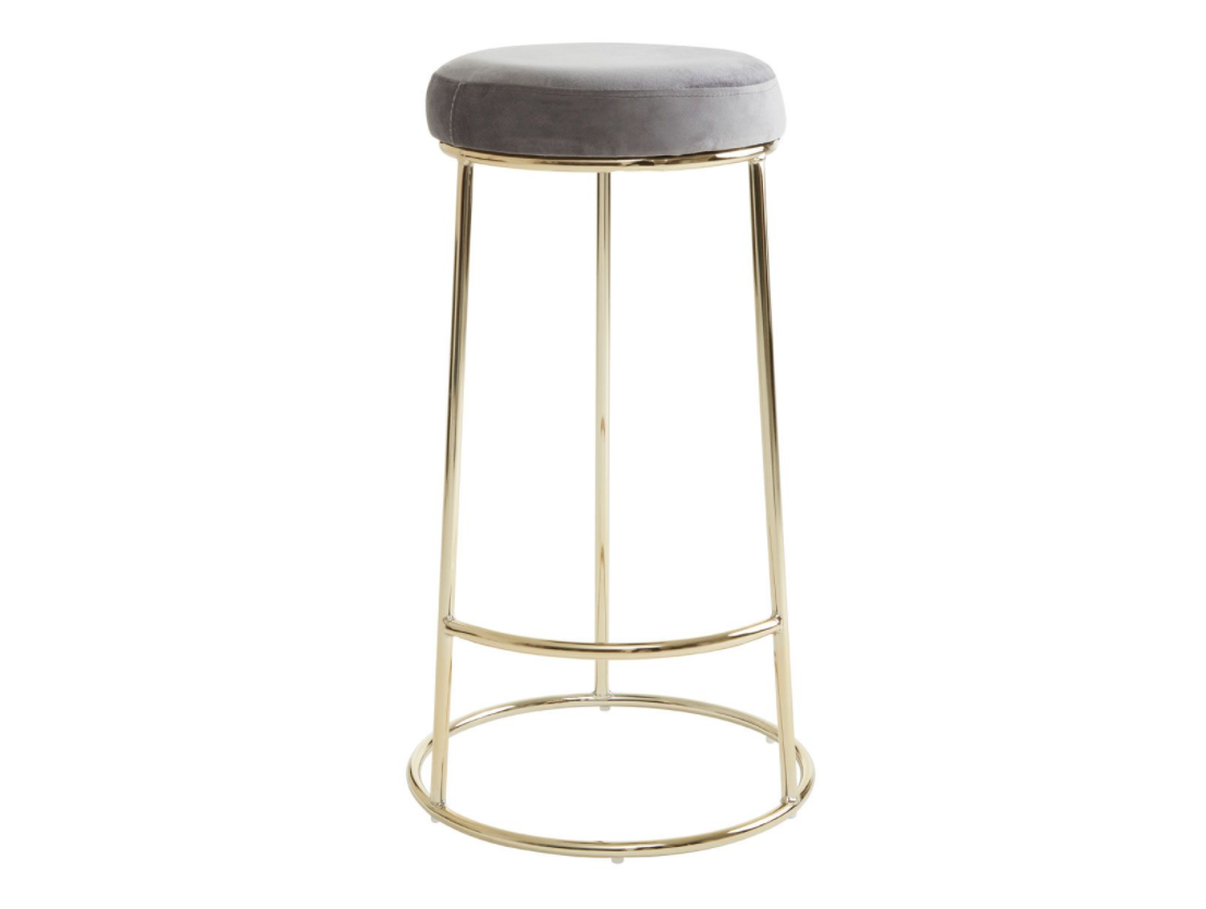 Chimes - Aurora Grey Velvet Bar Stool