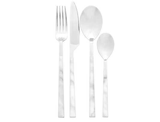 Chimes - 16pc White Marble Effect Cutlery Set