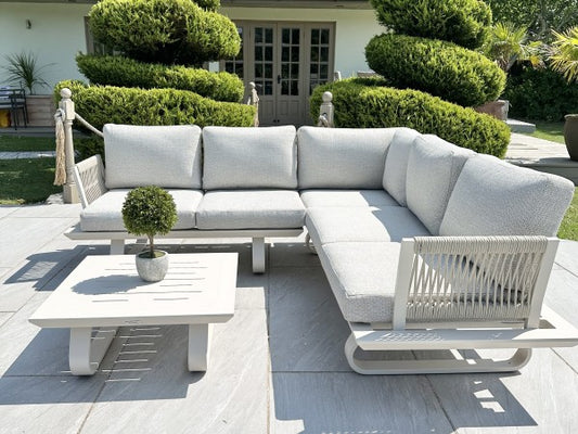 Chimes - Cagliari Aluminium & Rope Casual Corner Sofa Set With Coffee Table