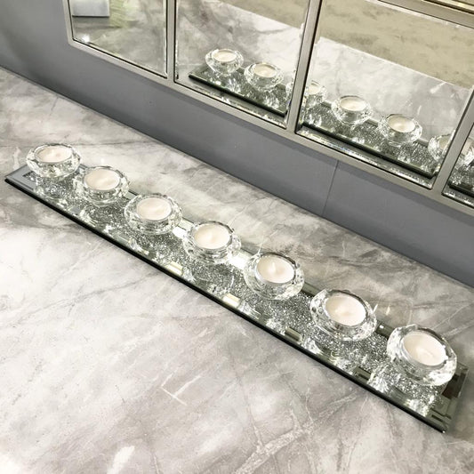Chimes - 7 Light Diamante Tea Light Holder - Silver