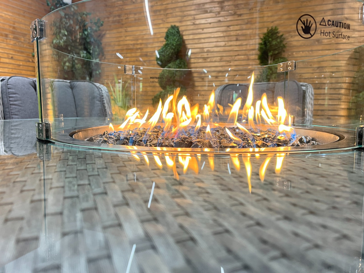 Chimes - Stone Grey Bella 6 Seat Round Dining Set - 1.5 Meter Round Table with Firepit