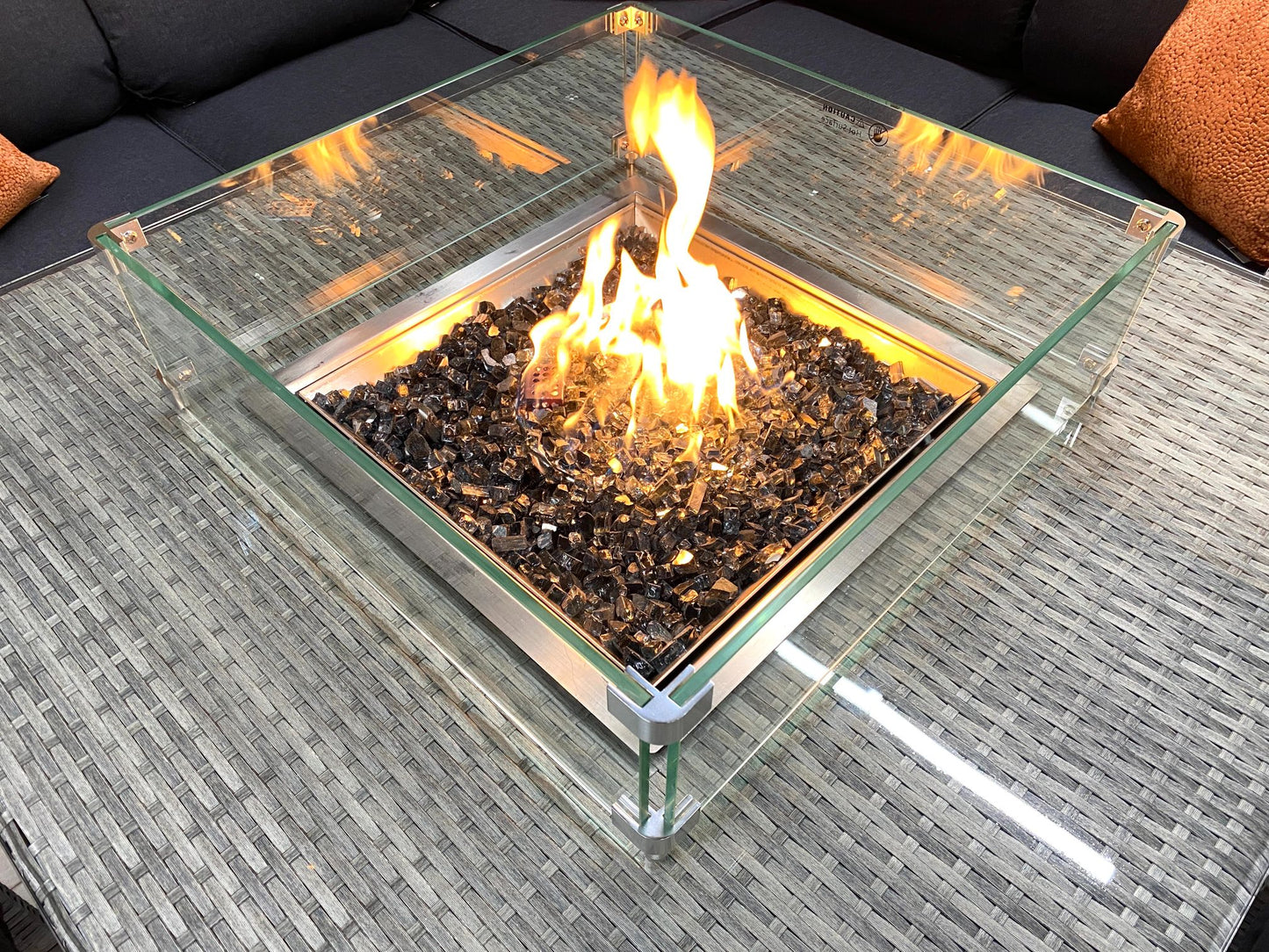 Chimes - Stone Grey Milan Compact Corner Dining Set with Firepit Table