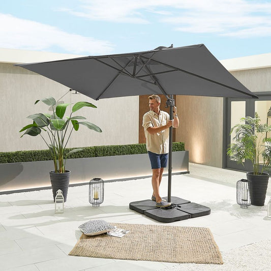 Nova - Apollo 3m x 2m Rectangular Cantilever Parasol - Crank & Tilt - Grey