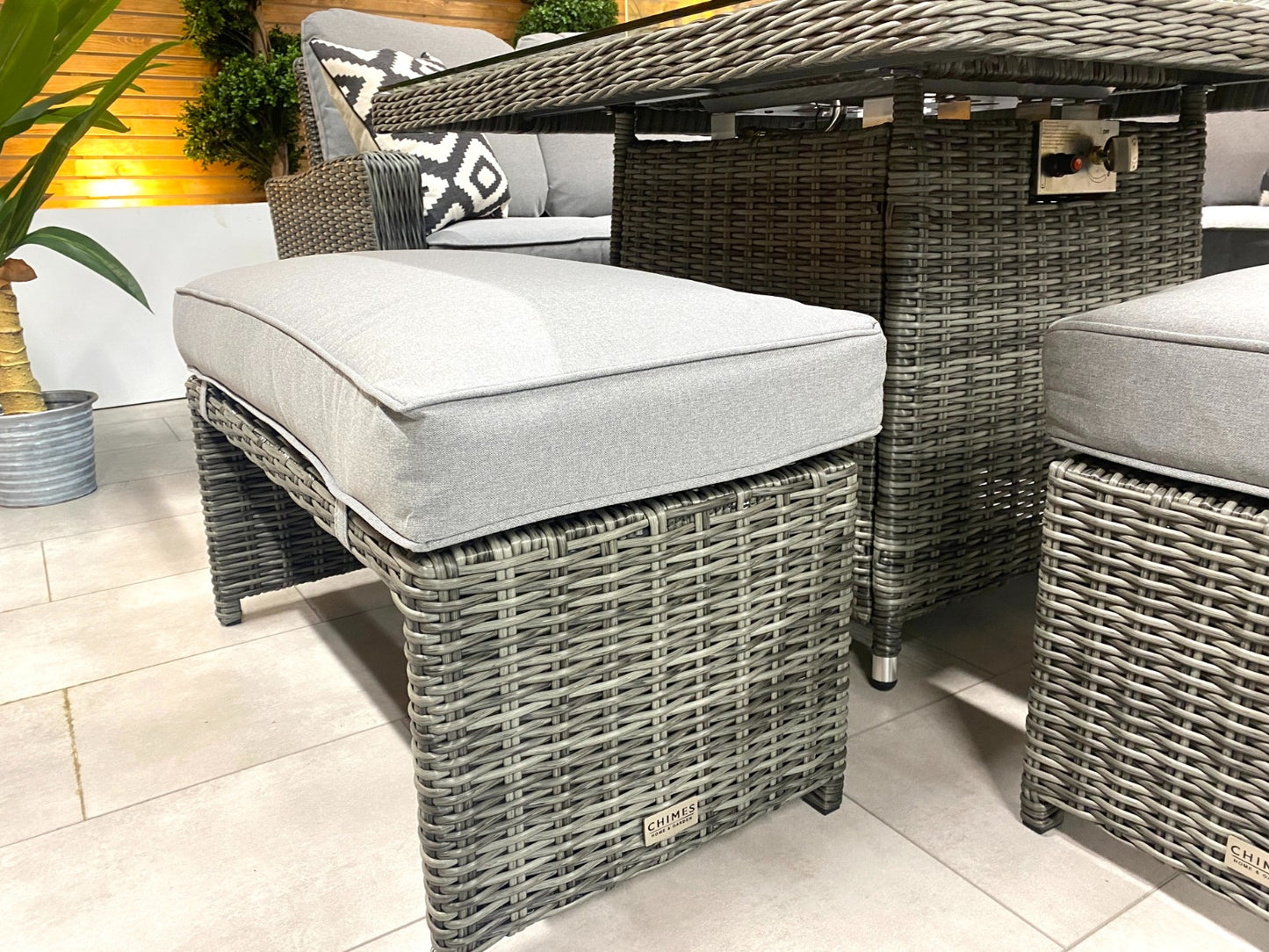 Chimes - Prestige Grey Florence Compact Corner Dining Set with Firepit Table