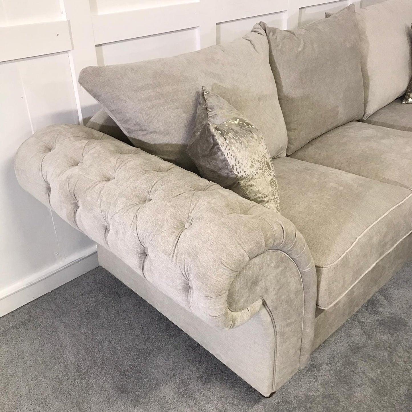 Chimes - Belvedere Corner Sofa - Stone - Without Foot Stool