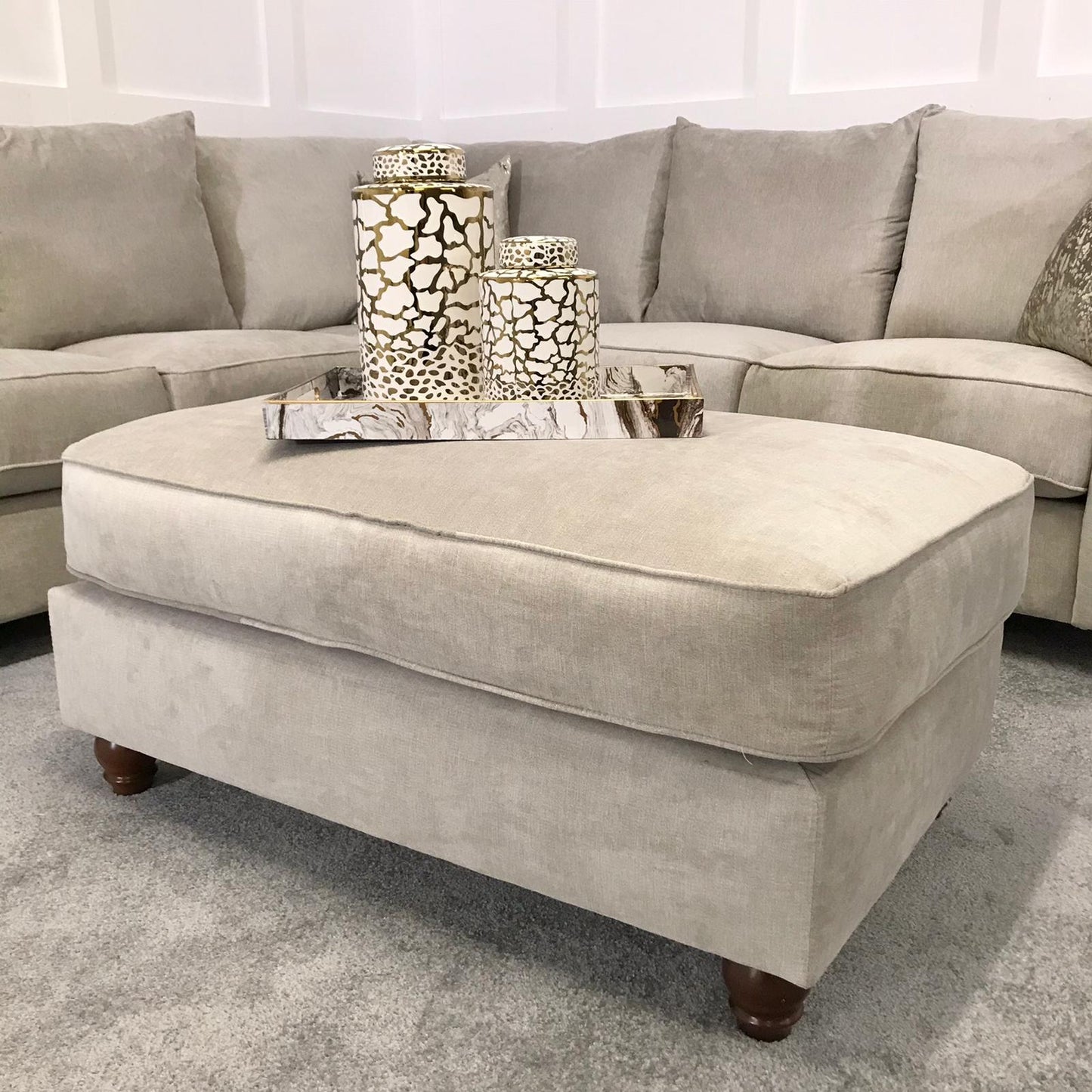 Chimes - Belvedere Corner Sofa - With Foot Stool - Stone