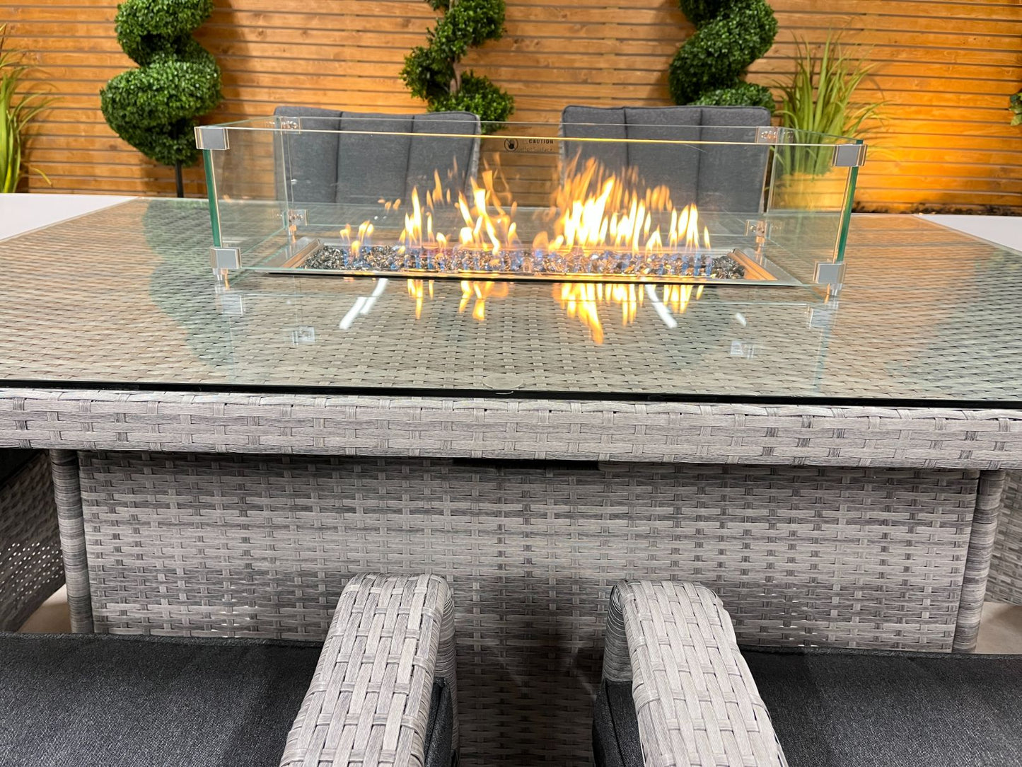 Chimes - Stone Grey Verona 6 Seat Rectangular Dining Set - 1 Meter x 1.5 Meter Firepit Table - 1 IN STOCK