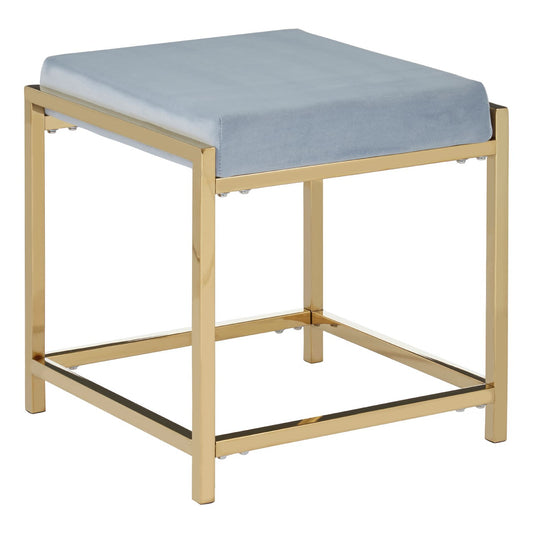 Chimes - Athena Grey Velvet Gold Finish Stool