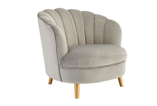 Chimes - Alexa Grey Velvet Chair With Gold Wood Legs