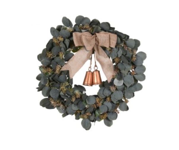 Eucalyptus Wreath With Burlap Bow And Bells
