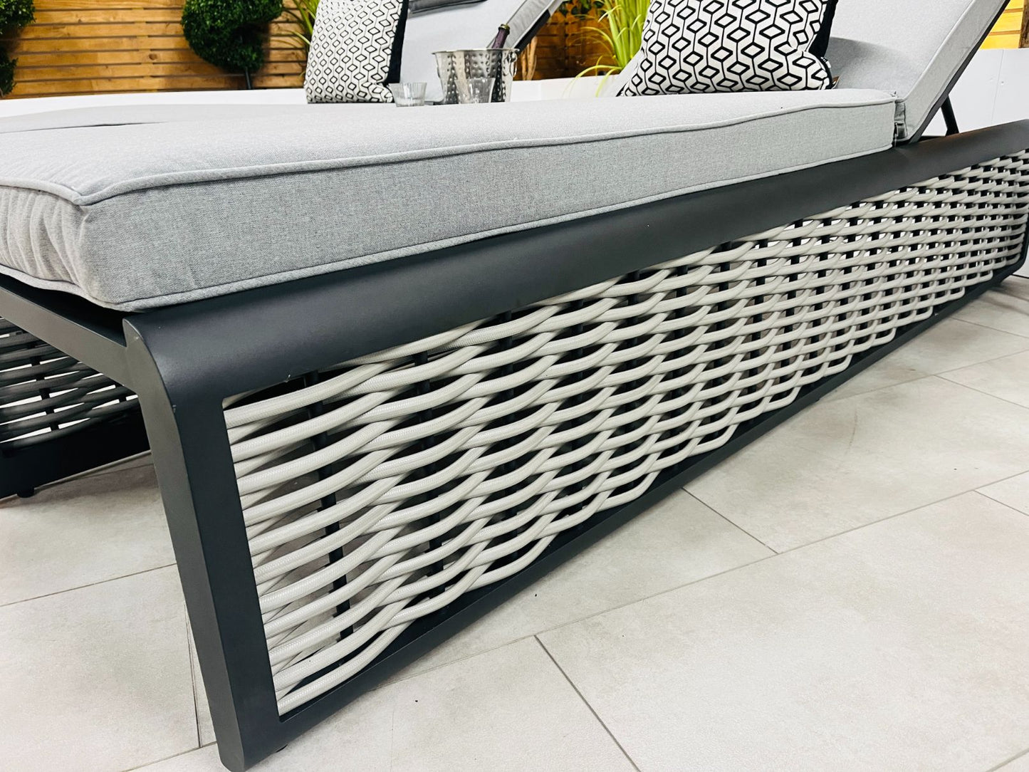 Chimes - Monaco Aluminium Sun Lounger Set with Coffee Table - Rope Weave