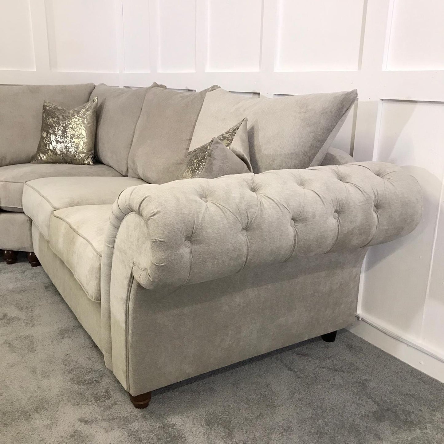 Chimes - Belvedere Corner Sofa - With Foot Stool - Stone