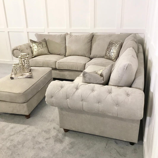 Chimes - Belvedere Corner Sofa - With Foot Stool - Stone