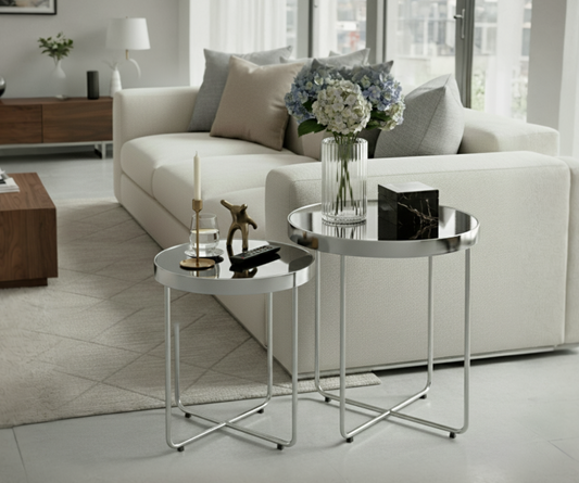 Chimes - Set of 2 Mirrored Top End Tables